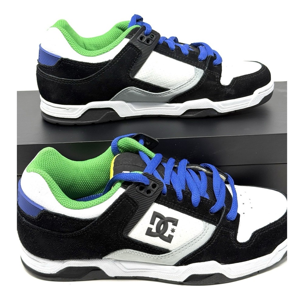 DC Shoes Flawless Black White Green Leathe Skateboarding Sneakers Mens Sz 7 Rare